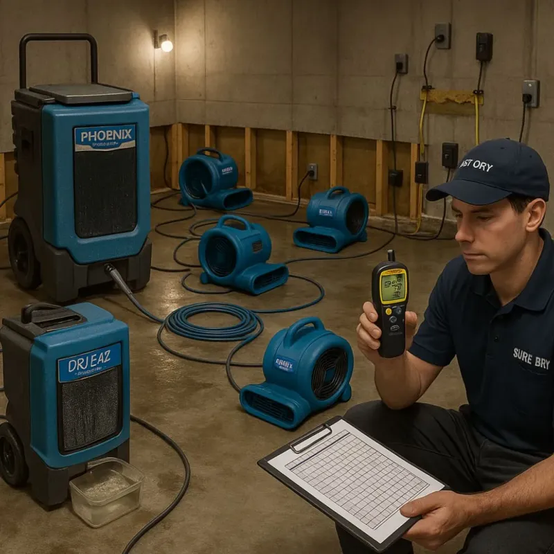 Structural Drying and Dehumidification process in New Britain, CT